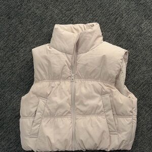 H&M Light Beige Cropped Puffer Vest